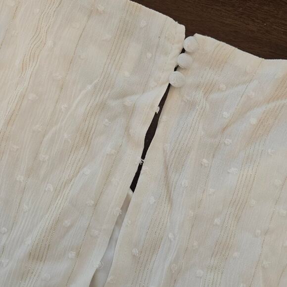 NWT Molly Bracken Women's White Short Dotted Swiss Dress Off White Gold Size XL - Picture 7 of 13